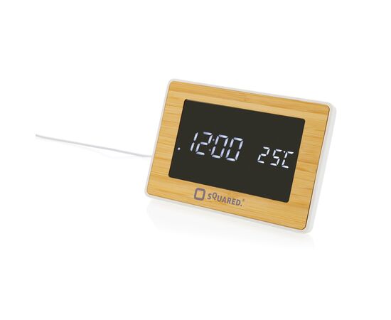 Horloge LED en bambou et plastique RCS Utah Brun - XD Collection P279.319
