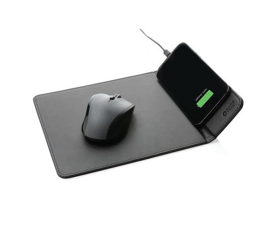 Swiss Peak RCS recyceltes 10W Wireless-Charging PU Mauspad Schwarz - Swiss Peak P300.241
