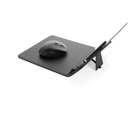 Swiss Peak RCS recyceltes 10W Wireless-Charging PU Mauspad Schwarz - Swiss Peak P300.241