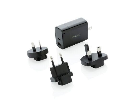 Chargeur USB de Voyage Philips, USB 30W Ultra Rapide Noir - Philips P301.181