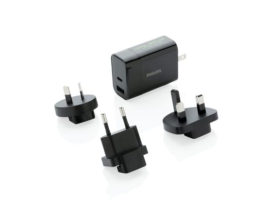 Chargeur USB de Voyage Philips, USB 30W Ultra Rapide Noir - Philips P301.181