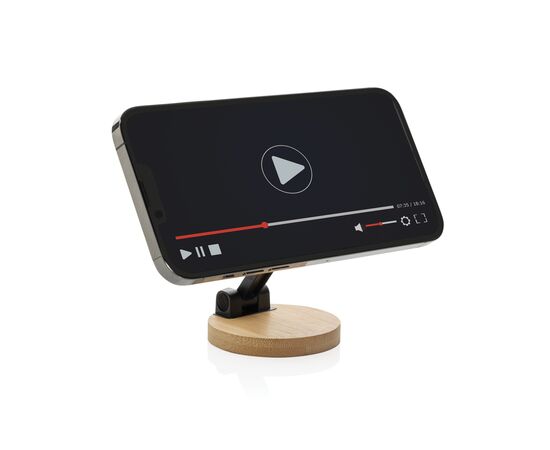 Magmount RCS recycled plastic and bamboo phone stand Solid black, Brown - XD Collection P301.2401