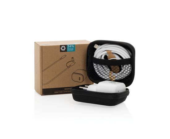 Set câble et chargeur 20W en PET recyclé RCS Boost Noir - XD Collection P301.2501