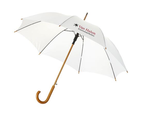 Kyle 23&quot; auto open umbrella wooden shaft and handle White - Unbranded 10904802