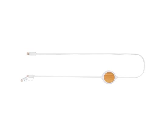 3-in-1 bamboe oplaadkabel met 5W draadloze oplader Wit - XD Collection P302.253