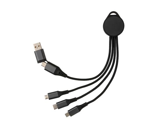 Terra 6-in-1-Ladekabel aus RCS recyceltem Aluminium Grau - XD Xclusive P302.672
