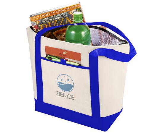 Lighthouse non-woven cooler tote 21L Natural, Royal blue - Unbranded 12008501