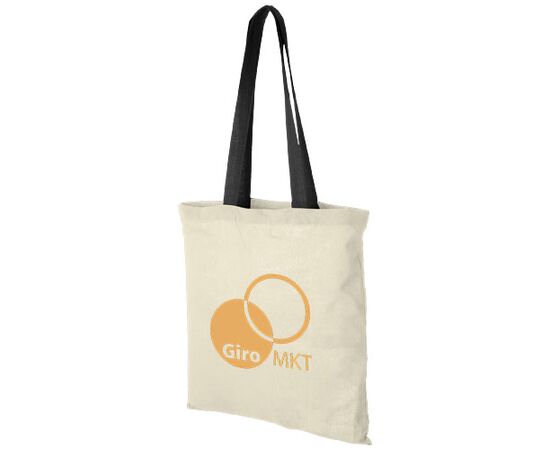 Sac coton Nevada 100 gr/m² avec poignées de couleur 7L Natural, Solid black - Unbranded 12013100