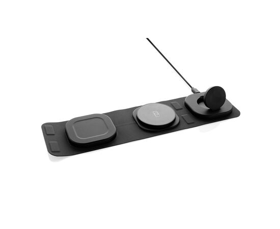 Chargeur sans fil 15W en plastique recyclé RCS Swiss Peak Gris, Noir - Swiss Peak P308.531