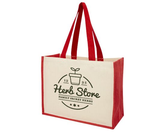 Varai 320 g/m² canvas and jute shopping tote bag 23L Red - Unbranded 21070121