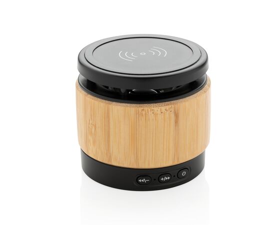 Bambus Wireless Charger und Lautsprecher Braun, Schwarz - XD Collection P329.179