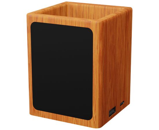 SCX.design O12 wooden light-up logo pencil holder with dual USB output Wood - SCX.design 1PX07771