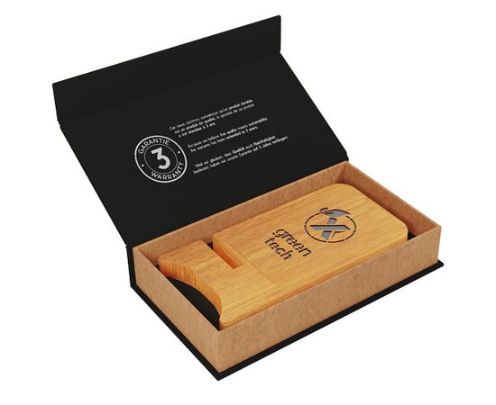 SCX.design W26 10W wooden wireless charging phone stand with light-up logo Bois - SCX.design 1PX08371