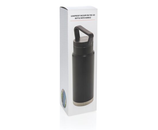 Lekvrije vacuümfles on-the-go met handvat Zwart - XD Collection P436.921