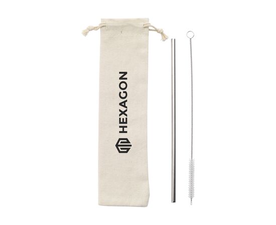 Reusable 1 piece ECO Straw Set stainless-steel straw Silver -  127701