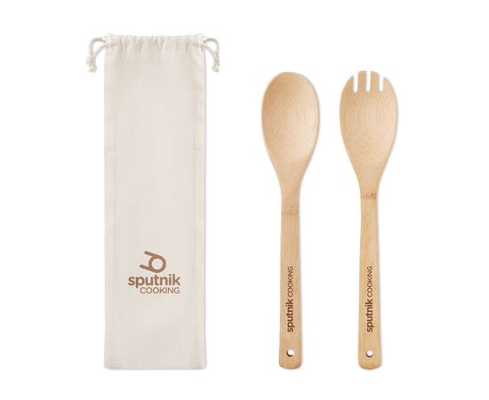 Couverts à salade en bambou Beige -  MO9903-13