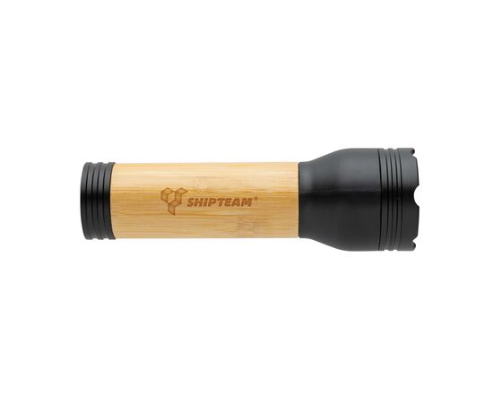 Lucid 3W RCS certified recycled plastic & bamboo torch Solid black, Brown - XD Collection P513.781