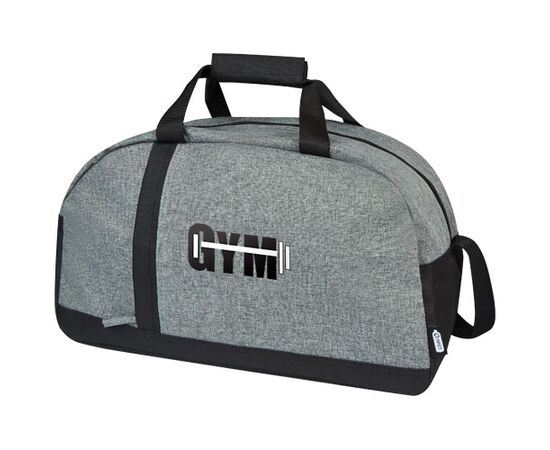 Reclaim GRS gerecyclede tweekleurige sportieve duffelbag 21 L Zwart, Heather grijs - Unbranded 12065690
