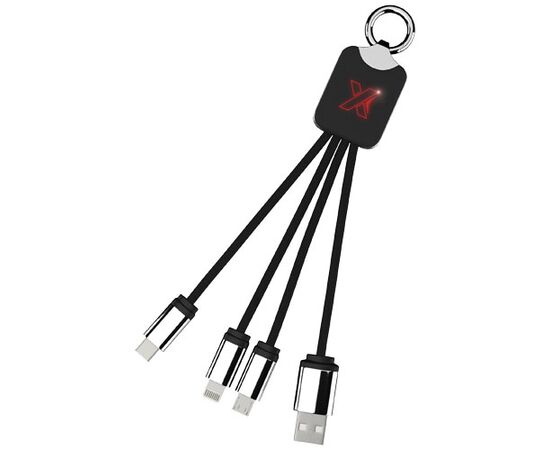 SCX.design C15 quatro oplaadkabel met oplichtend logo Rood, Zwart - SCX.design 2PX00121