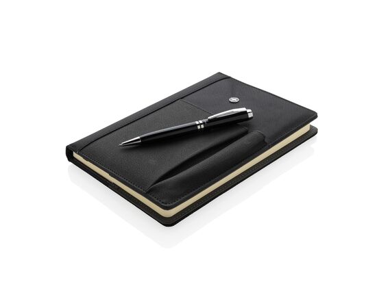 Refillable notebook and pen set Black - Swiss Peak P773.320