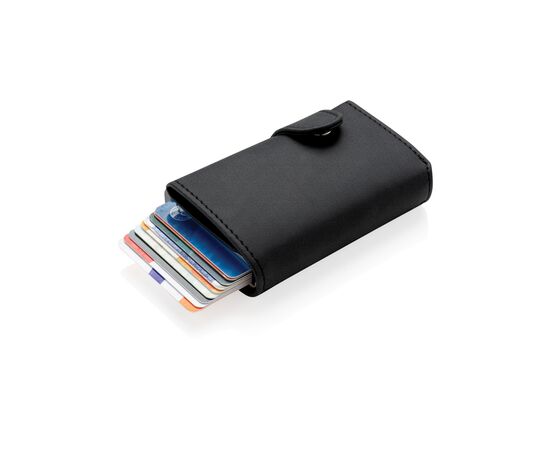 Standaard aluminium RFID kaarthouder met PU portemonnee Zwart - XD Collection P850.341