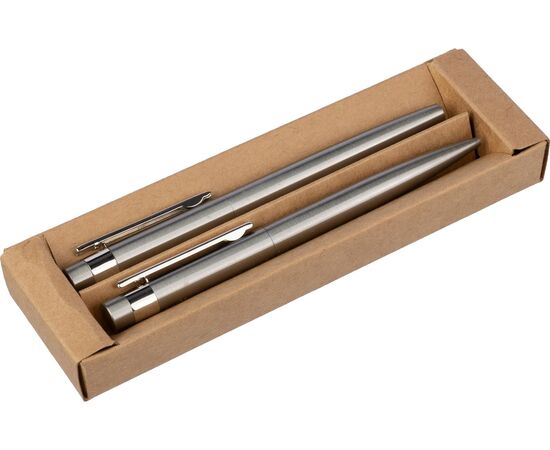 Parure de stylo bille et roller Fritz Argent -  1103697.032.Blauwschrijvend