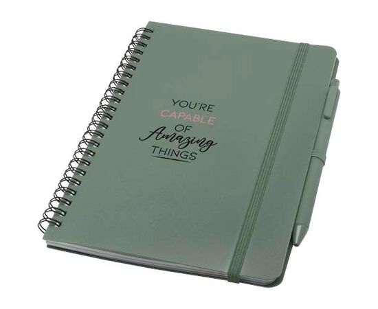 Thalaasa A5 ocean-bound hard cover notebook with ballpoint pen (black ink) Heather green - Unbranded 10790162