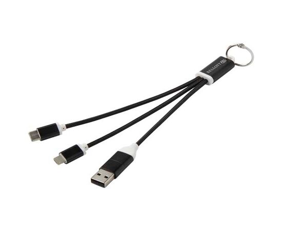Câble de charge 4-en-1 Metal en aluminium recyclé avec porte-clés Noir - Unbranded 12438290