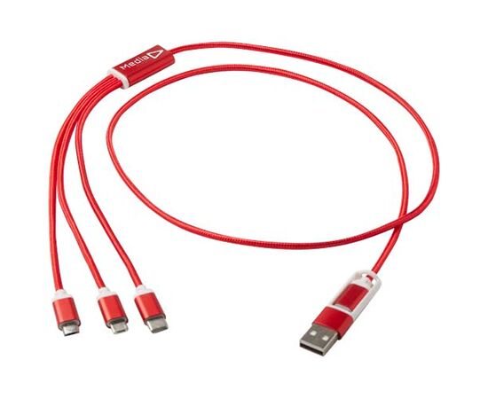 Versatile 5-in-1 Ladekabel aus recyceltem Aluminium Rot - Unbranded 12438621
