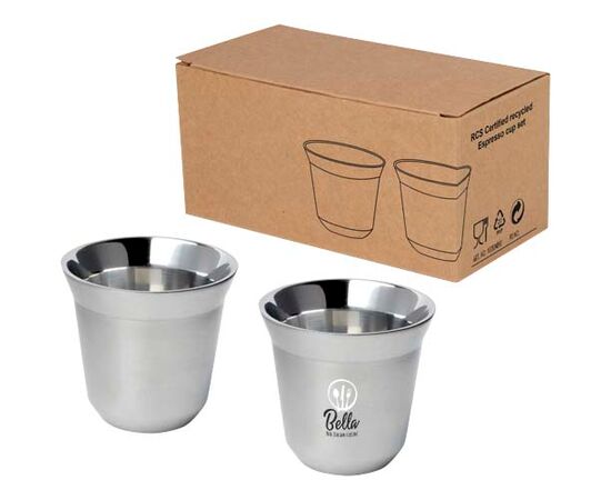 Duo 80 ml RCS gecertificeerde roestvrijstalen espressokopjesset  Zilver - Unbranded 10080481