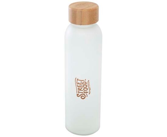 Lume 500 ml Flasche aus mattiertem Kalknatronglas mit Bambusdeckel   Weiß - Unbranded 10083001