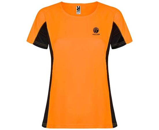 Shanghai short sleeve women's sports t-shirt Fluor orange, Solid black - Roly R66489A1