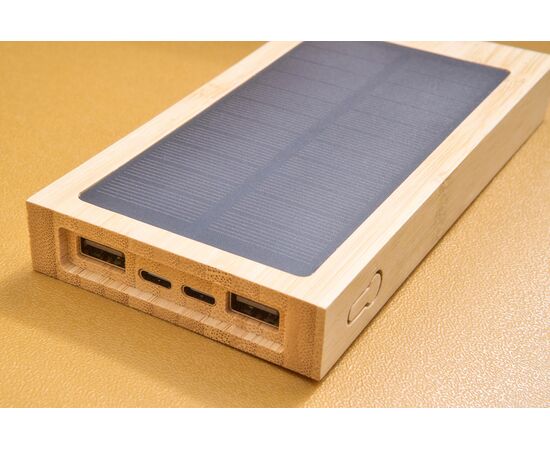 Power bank solaire en bambou Elz Brun -  1266572.011