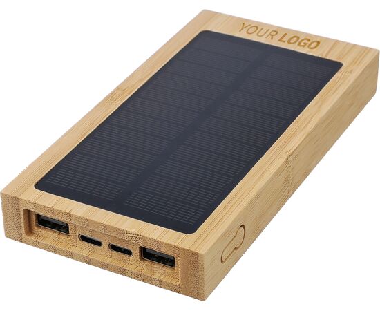 Power bank solaire en bambou Elz Brun -  1266572.011