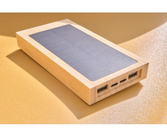 Power bank solaire en bambou Elz Brun -  1266572.011