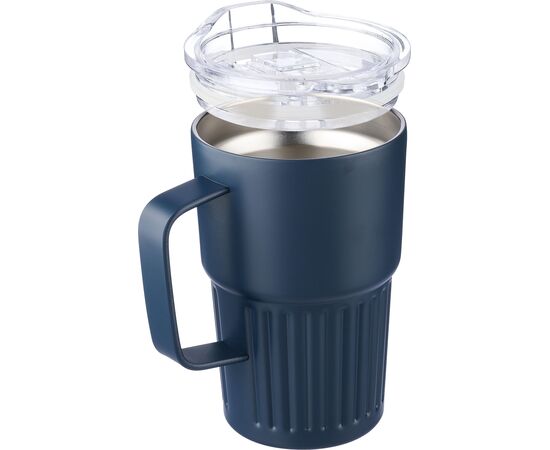 Recycelter Edelstahl-Reisebecher mit doppelter Wand (450 ml) von Calo Schwarz -  1267377.001