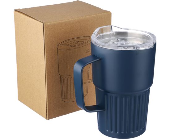 Recycelter Edelstahl-Reisebecher mit doppelter Wand (450 ml) von Calo Schwarz -  1267377.001