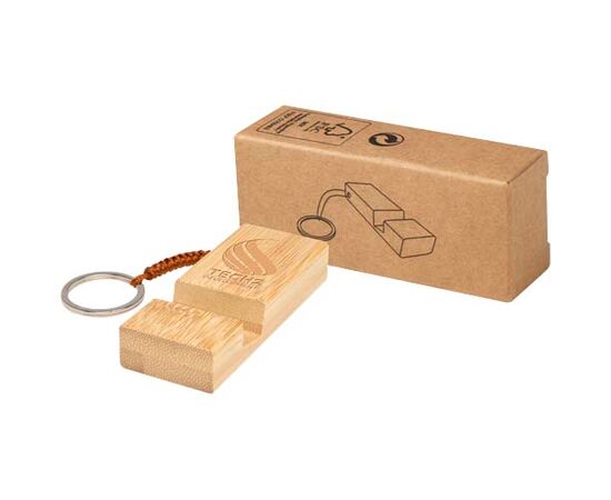 Bosona telefoonhouder met sleutelhanger van bamboe Hout - Unbranded 10460671