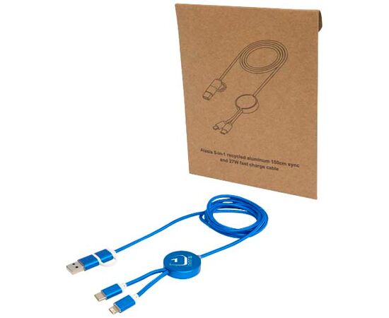 Alasia 5-in-1 150 cm datasynchronisatie- en 27 W snellaadkabel van gerecycled aluminium en plastic Koningsblauw - Unbranded 12442553