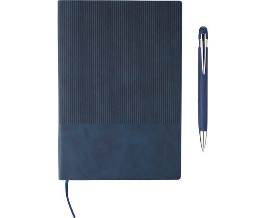 Gerecycled PU-notitieboek (A5) en balpenset Tarek Grijs -  1274009.003