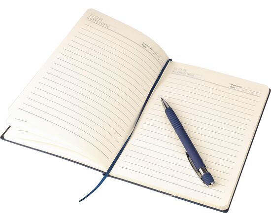 Gerecycled PU-notitieboek (A5) en balpenset Tarek Grijs -  1274009.003