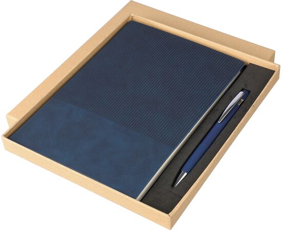 Gerecycled PU-notitieboek (A5) en balpenset Tarek Grijs -  1274009.003