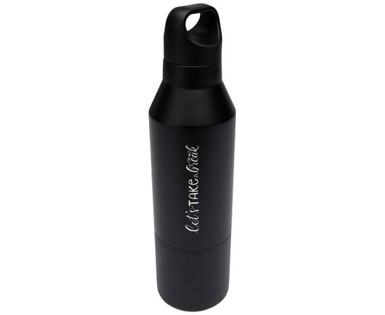 Odessy 600 ml RCS certified recycled stainless steel insulated bottle with 300 ml cup Black - Unbranded 10084090