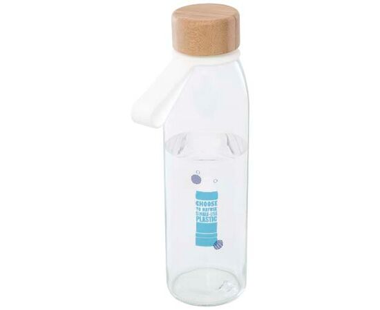 Bouteille d'eau en verre Porto de 500 ml avec poignée en silicone et couvercle en bambou  Transparent - Unbranded 10085301