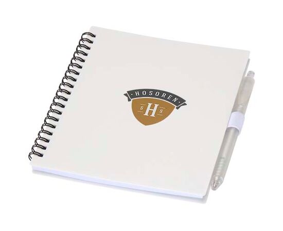 Ensemble carnet à couverture souple en plastique recyclé et stylo bille (encre bleue) Niove Blanc - Unbranded 10629801
