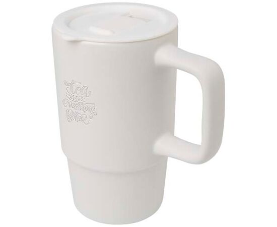 Carter 450 ml ceramic mug with plastic lid White - Unbranded 10089601
