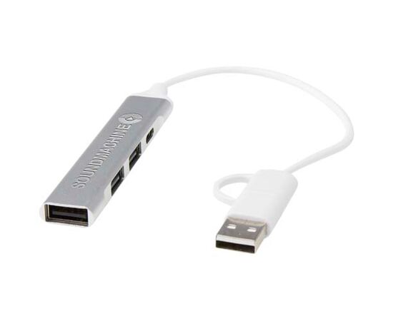 Alkaid 4-port recycled aluminium USB-A and Type-C hub with dual input Silver - Unbranded 12446981