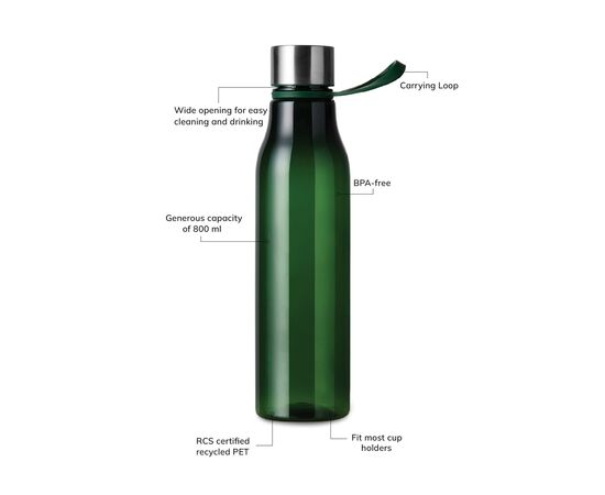 VINGA Lean RCS RPET waterfles 800 ml Groen - Vinga V4330507