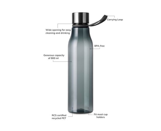 VINGA Bouteille d'eau 800ml RCS RPET Lean Antracite - Vinga V4330522