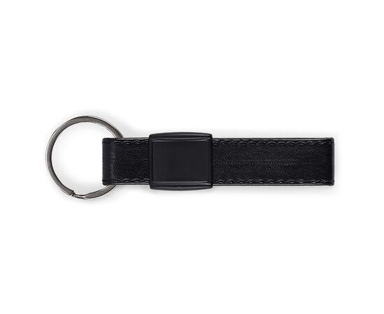 Sleutelhanger metaal met echt leer Zwart -  LT99663-N0002